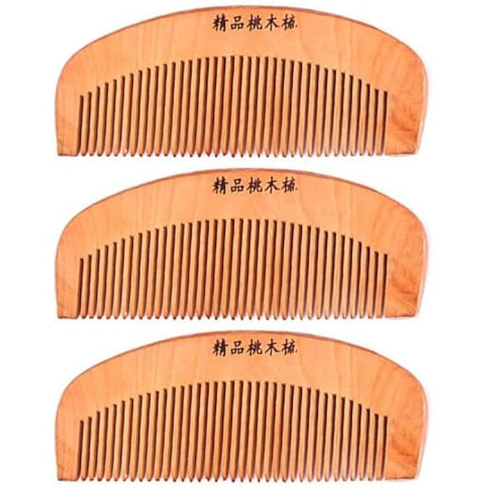 3 Pieces Unisex Anti-Static Wide Tooth Wood Hair Comb - Image 1